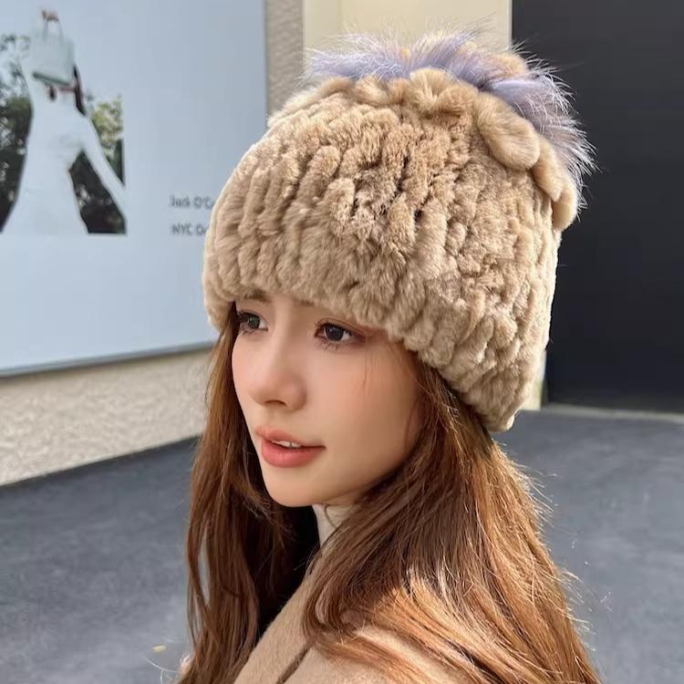 Hat Winter Women's Winter Fashion Rabbit Hair Baotou Hat Women's Youth Wool Thickened Warm Ear Protection Fur Ladies