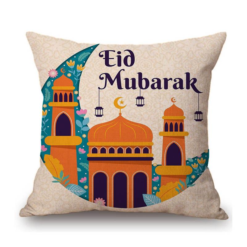 Moslem Home Decoration Eid Mubarak Ramadan Festival Mosuqe Doctrine Calligraphy Art Sofa Pillow Case Linen Cushion Cover