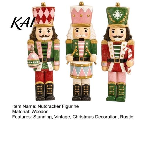 Collectible Christmas Crafts 3 Pcs Wooden Nutcracker Figurine, Traditional Soldier Retro Style Holiday Props Decoration, Vintage Tabletop Centerpiece