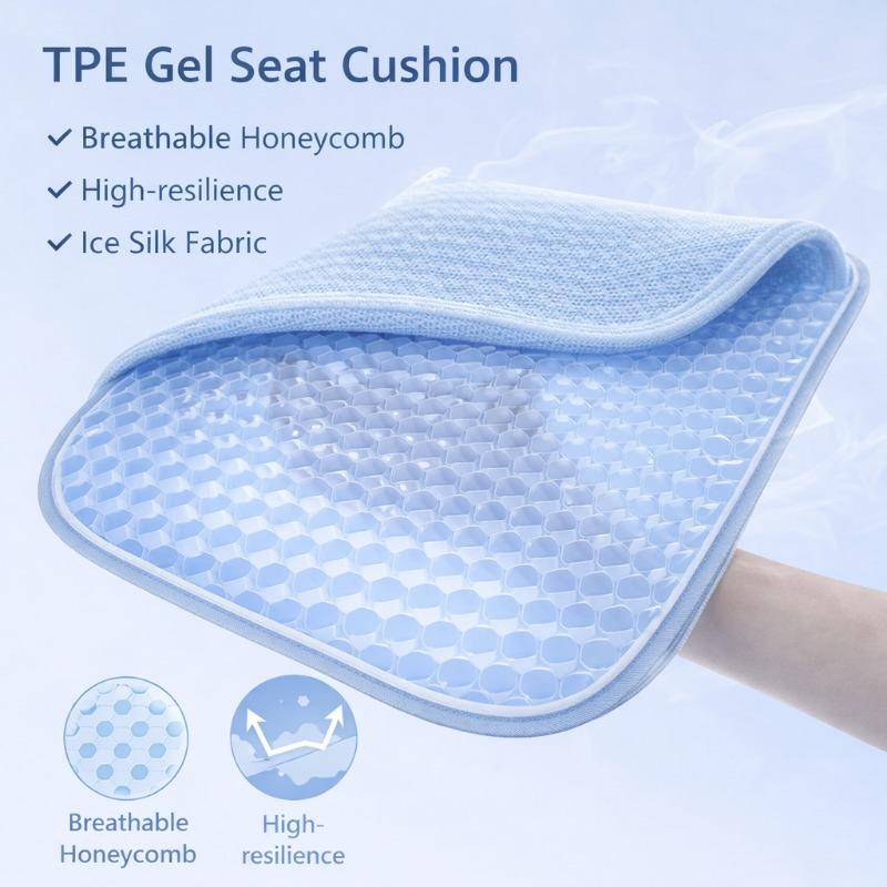 TPE-Gel-Sitzkissen Sommer Atmungsaktiv Wabenstruktur EisSeide Stoff Hohe Elastizität 3D-TPE-Gel für Zuhause Büro Auto
