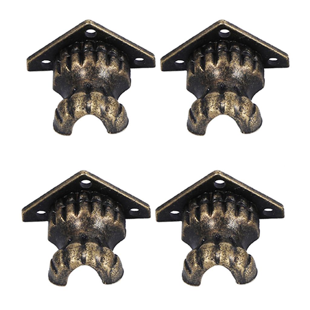 4pcs Antique Brass Jewelry Chest Wood Box Decorative Feet Leg Corner Protector Hardware