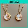Pendants Vintage Moon Sun And Necklace White Shell Round Coin Stainless Steel Chain Necklaces Femme Jewelry Bijoux Gift