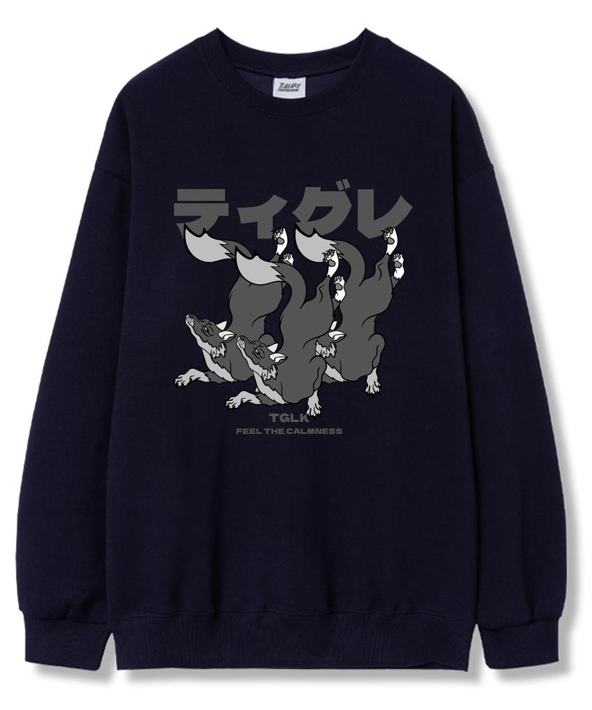 TI.GLAKE Three Wolf Oversized French Terry Sweatshirt 6 Colors