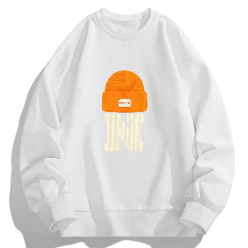 Spring Autumn Round Neck Casual Fashion Printing Sweatshirt Men All-match Pullover T-shirt Tee M