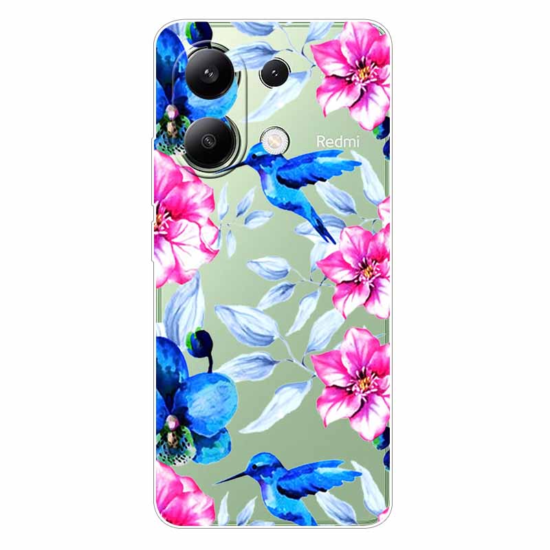 For Xiaomi Redmi Note 13 4G Case TPU Clear Soft Cute Girl Paint Cover For Redmi Note 13 4G Case Note13 Transparent Silicone