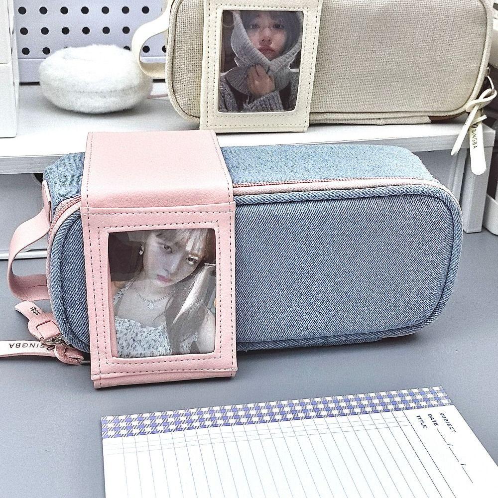 Solid Color Large Capacity Pencil Case Simplicity Design Pen Organizer Scrapbook Storage