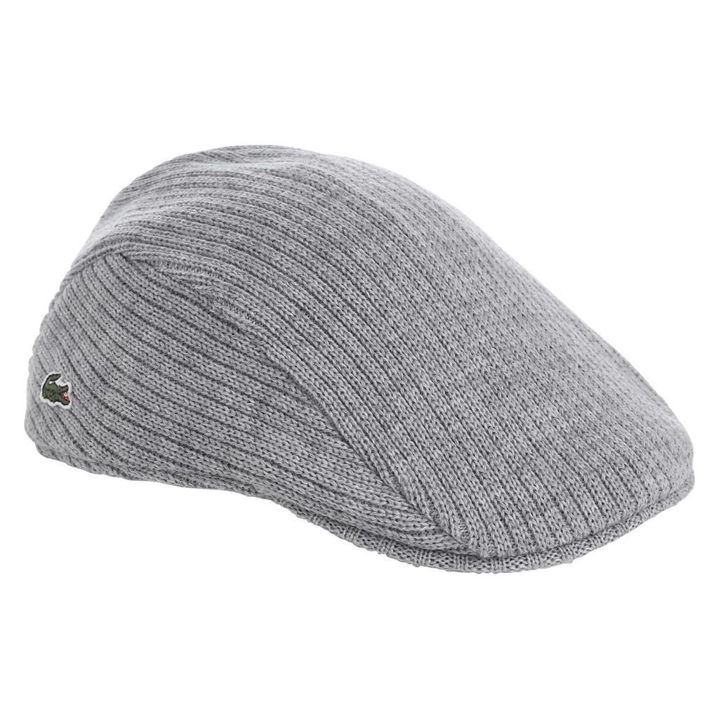 LACOSTE Rib Knit Hunting Cap for Men and Size Women, Gray, F, L1284, lwh1284-grey-F