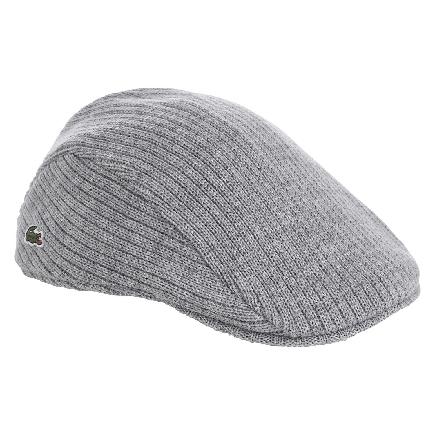 

LACOSTE Rib Knit Hunting Cap for Men and Size Women, Gray, F, L1284, lwh1284-grey-F