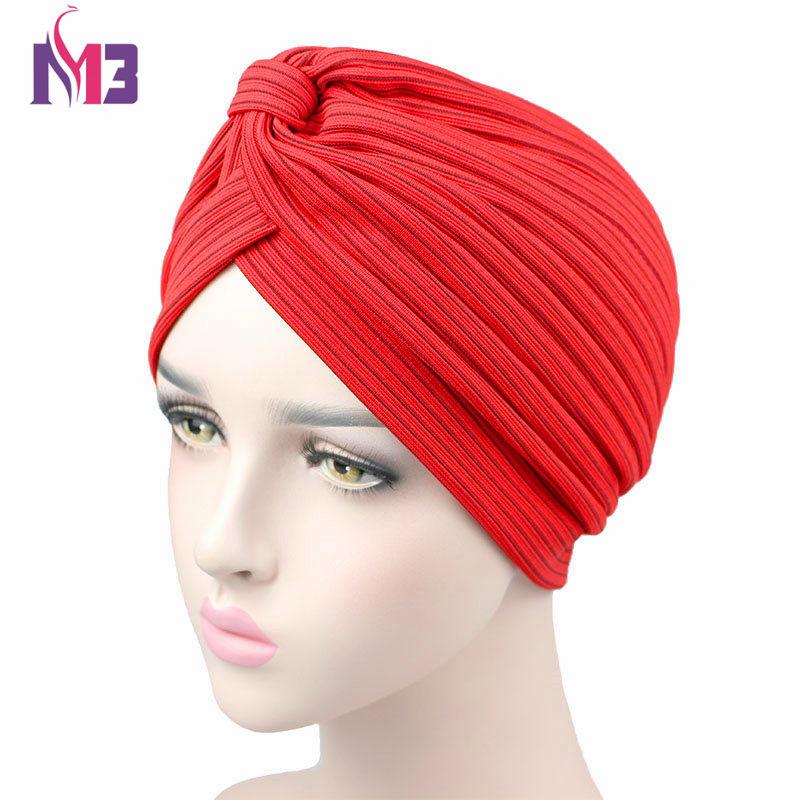 Fashion Women Knitted Striped Turban Breathable Turban Twist Headband Muslim Turban Hat Hijab Hair Accessories Headwear