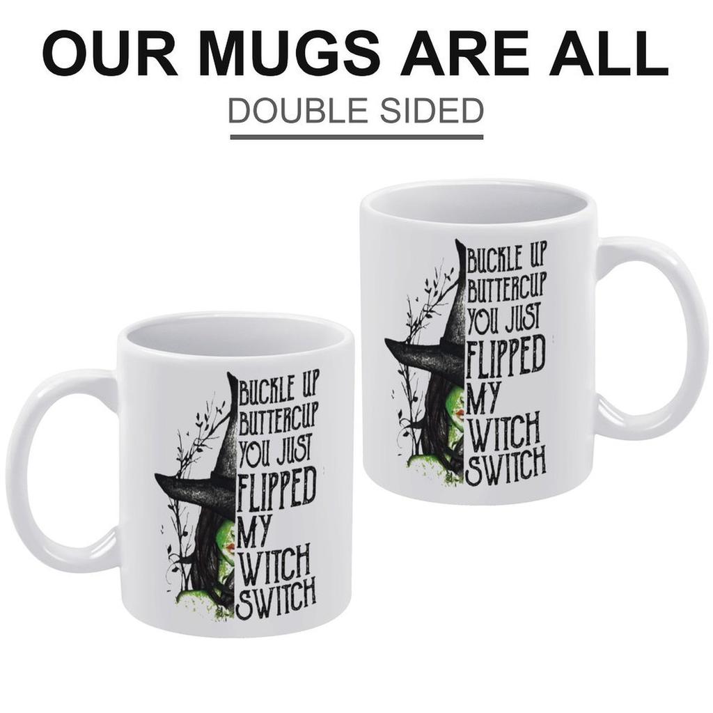 1pc 11oz White Ceramic Coffee Mug, Double-Sided Print, Smooth Rim, Dishwasher Safe, Ideal Gift for Family, Friends and Office Coworkers