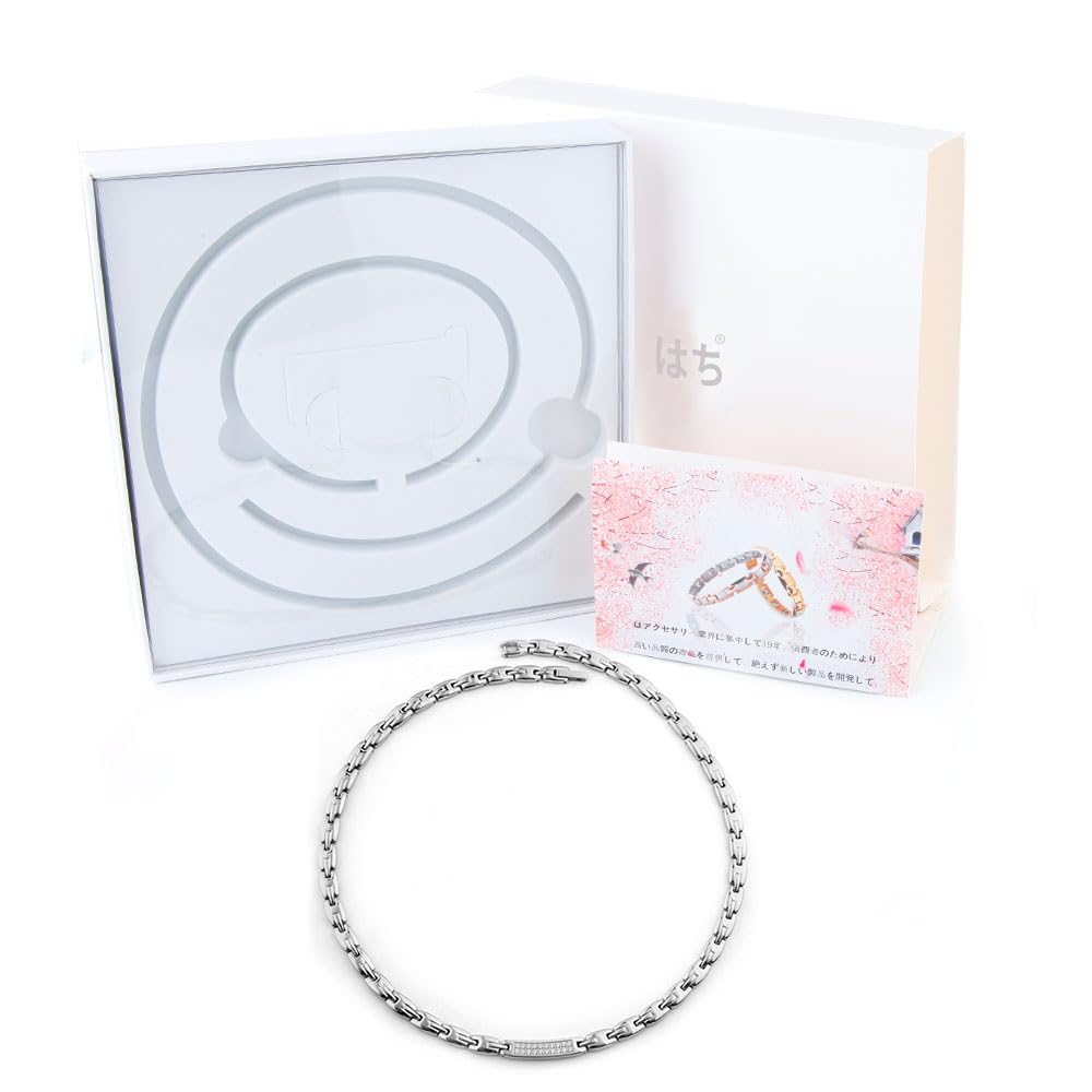 Hachi Pure Titanium Women's Magnetic Hematite Anti-Static Necklace, Healthy, Luxury Jewelry, Silver, 47cm