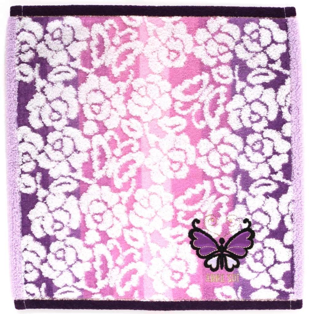 ANNA SUI Large Towel Handkerchief with Butterfly Towel (28cm) Appliqué (Purple) Women's Towel/Hand 109307-0013-03