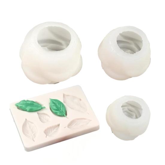 4Pcs Flower Silicone Mold, DIY Rose Candle Soap Making Mold, Flexible Epoxy Resin Mold for Chocolate, Baking Craft Gift 4pcs