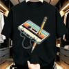 Retro Rainbow Cassette Tape Pencil 90s Nostalgia Print T-Shirt Breathable Short Sleeve Round Neck Tee