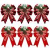 Christmas Burlap Plaid Bow with Pine Cones Pine Needles Large Buffalo Plaid Bow Xmas Wreath Checkered Bow for Holiday Crafts Home Party Tree Decor