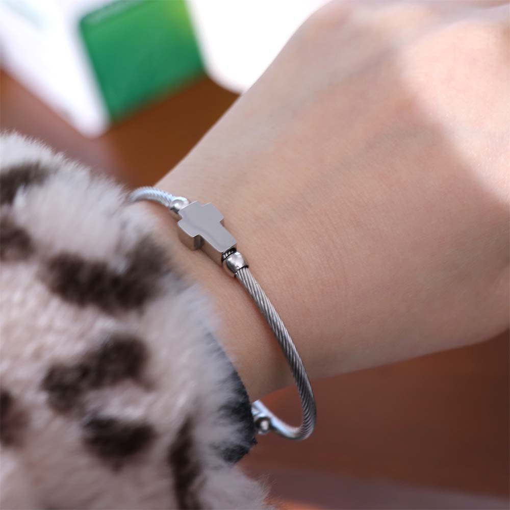 Vintage Cross Charm Bracelet Silver Open Bangle Bracelet Trendy Couple Bracelet  Unisex Wear