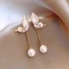 Spring Butterfly Wing Pearl Tassel Earrings - Sweet, Elegant Fashion for Women