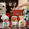 Magnetic Christmas mug with lid spoon Large capacity Christmas gift Cartoon creative DIY Christmas ceramic cup
