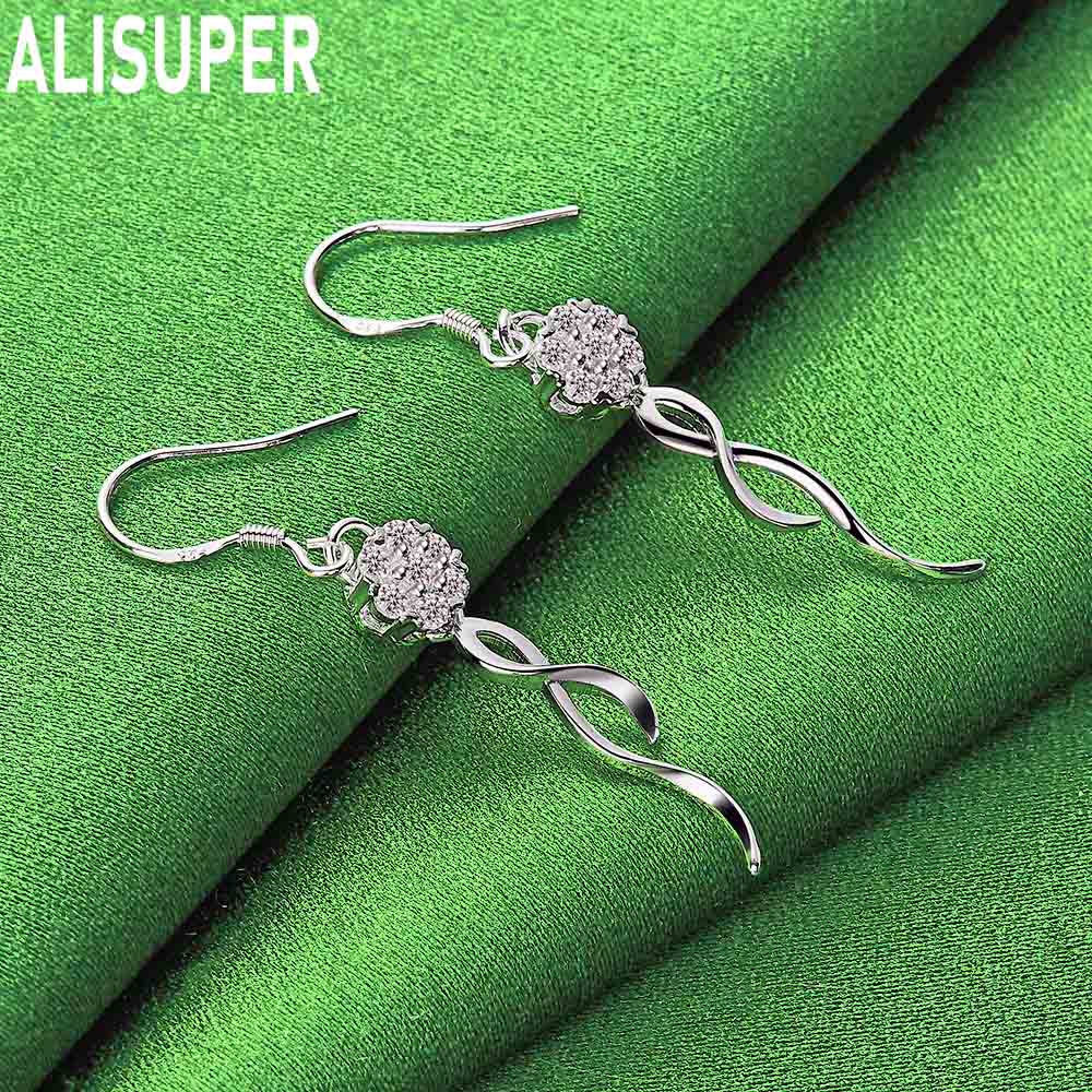 Exquisite 925 Sterling Silver Spiral Curve Earrings - Stylish Evening Jewelry