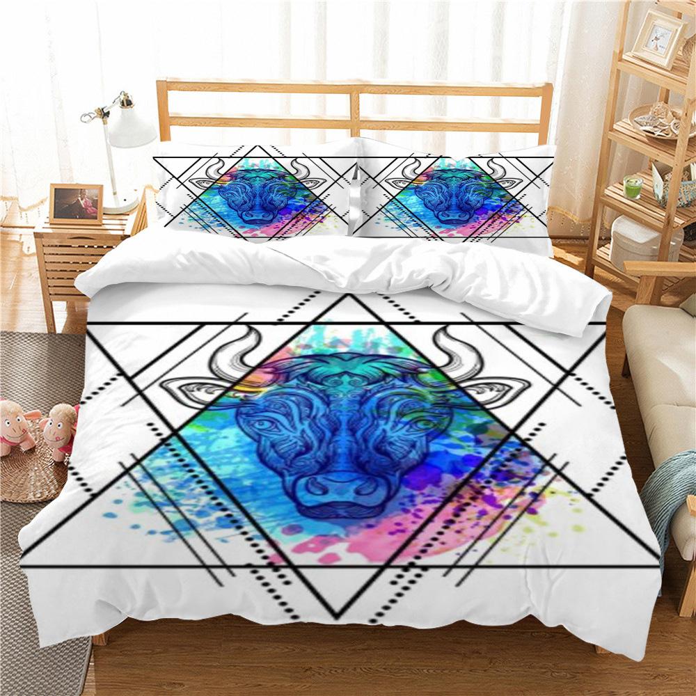 Geometric Shape Quilt Cover Pillowcase Two Three Piece Set Polyester Home Textile Kit 3D Digital Printing