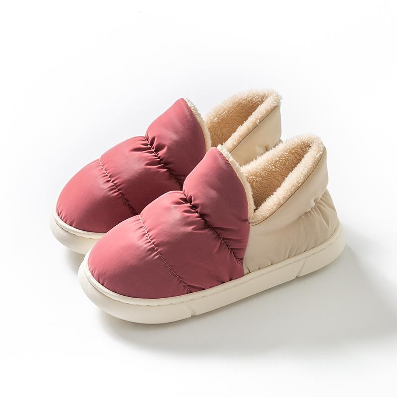 Down Cloth Home Cotton Slippers Thickened Winter Warm Confinement Indoor Plush Cotton Shoe Bag