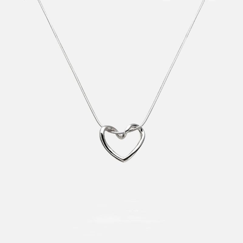 Kpop Heart Necklace French Lucky Bean Love Clavicle Chain Korean Simple Female Double Layer Necklace Female Pendant for Women
