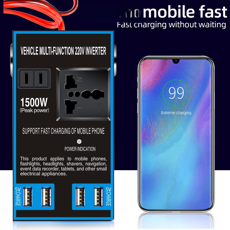 High-Power Car Inverter: 12V/24V To 220V Truck Charger Transformer