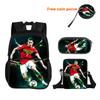 Ronaldo 3Pcs Set Backpack Sport Shoulder Bag Pencil Case CR Backpack Football Star Book Bags for Boys Girls Best Gift