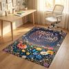 Floral Garden Theme Crystal Velvet Rug Personalized Custom Name Text Soft Floor Mat Home Decor