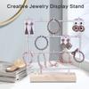 Wood Base Earring Display Stand with 3 Tiers and 15 Hooks Jewelry Presentation Rack Stylish Accessory Organization Shelf