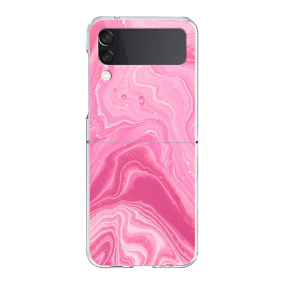 Rose Gold Pink Marble Queen For Samsung Galaxy Z Flip 3 4 5 Hard Folding Clear PC Phone Case For Samsung Z Flip3 Cover Bumper