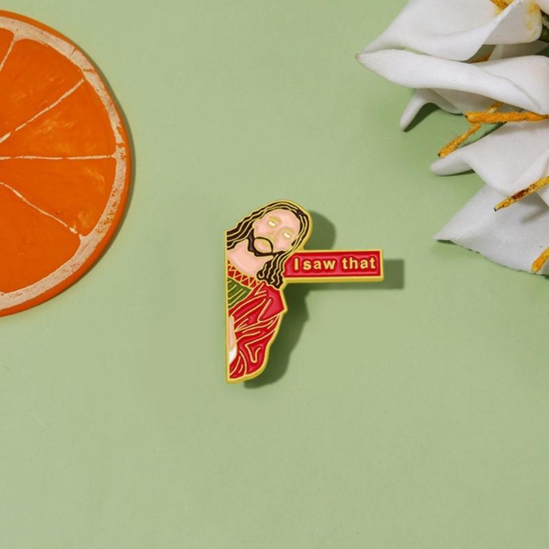 I Saw That Pins Backpack Funny Jesus Brooch Pins Clothes Brooch Schoolbag Accessories Badges Jewelry Gift for Women Men