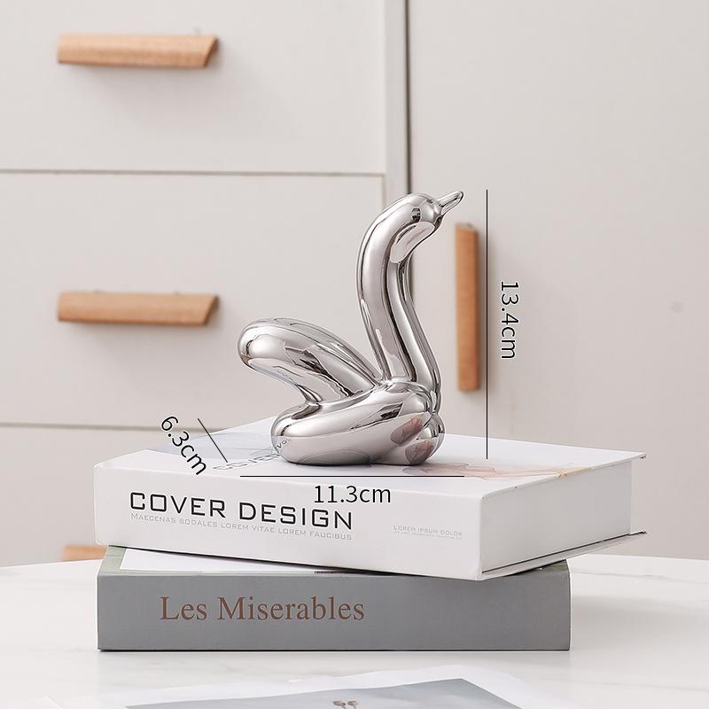 Creative Balloon Swan Electroplating Multi-color Abstract Ceramic Jewelry Sculpture Study Statue Home Office Decoration Gift
