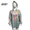 Windproof Neck Protection Top Women Tops 3D Flower Decor Hooded Zipper Sweatshirt Long Autumn Winter Warm Sleeve Loose Fit Casual Sporty Outerwear