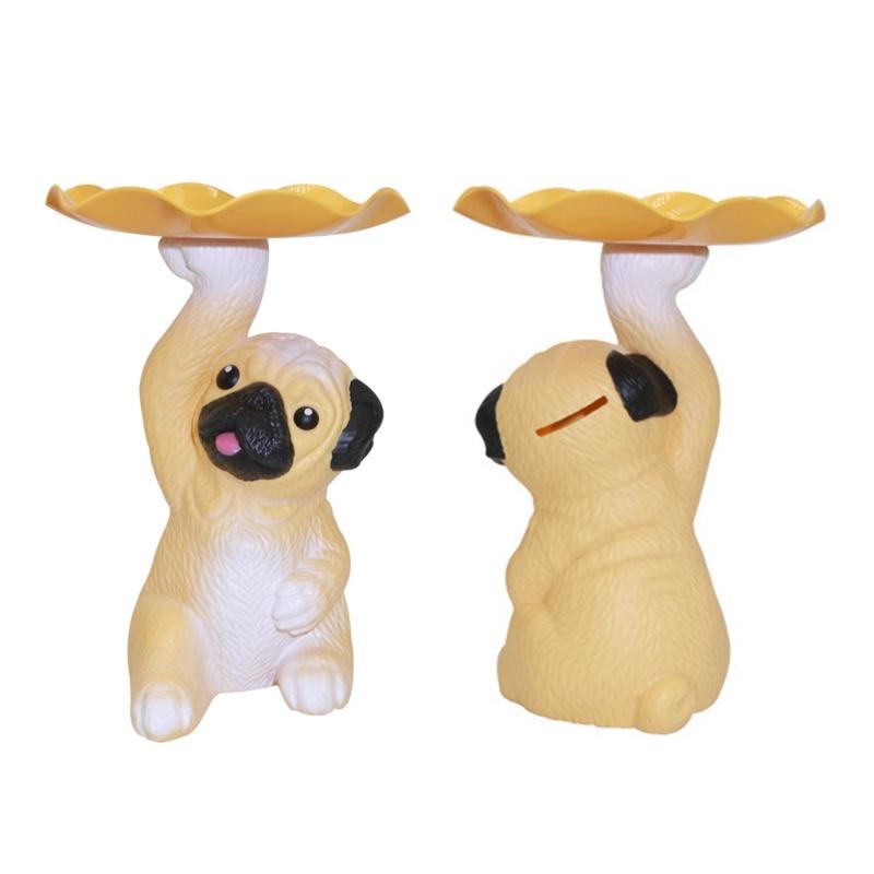 Lovely Dog Statue Key Candy Bowl Dog Statues Figurines Entryway Table Ornament for Office Home Decors New Year Gift