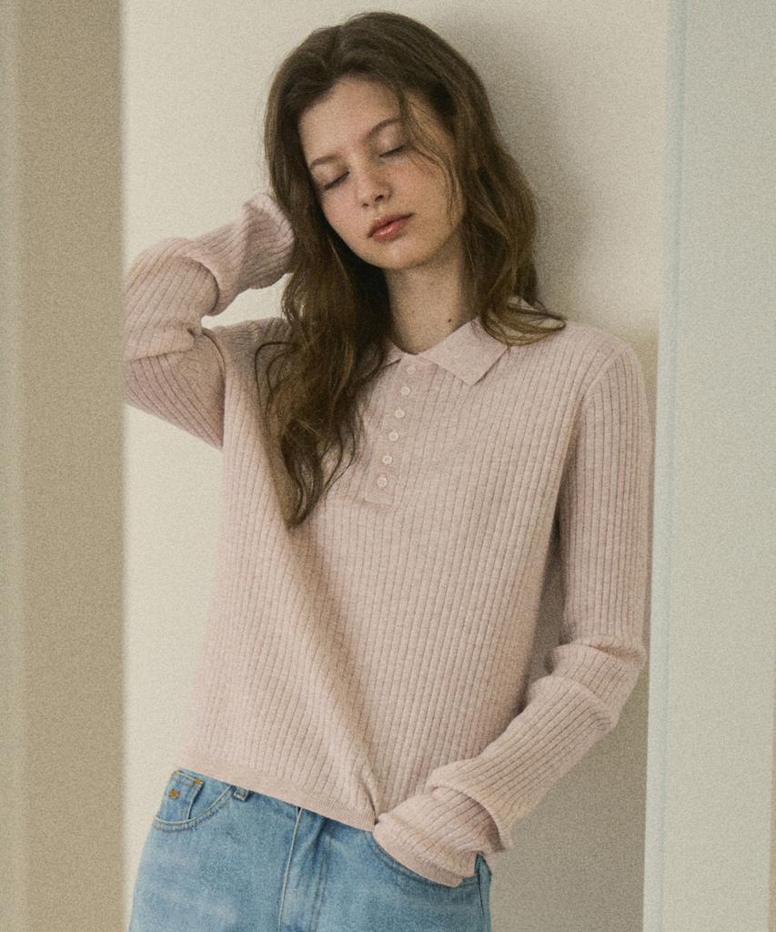 Aueonoseuteljia Deer Ribbed Collar Knit_Light Pink(Oc25-Kn01)