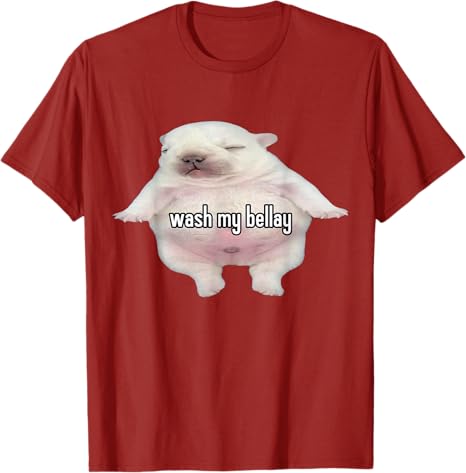 Pibble Meme Wash My Belly Funny TShirt Y2k Humor Cute Pibble Dog Graphic Saying Tee Lovely Animal Print Short Sleeve Blouses S