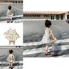 Charming Two Piece Summer Set For Little Girls Featuring Cherry Blossom Print Design