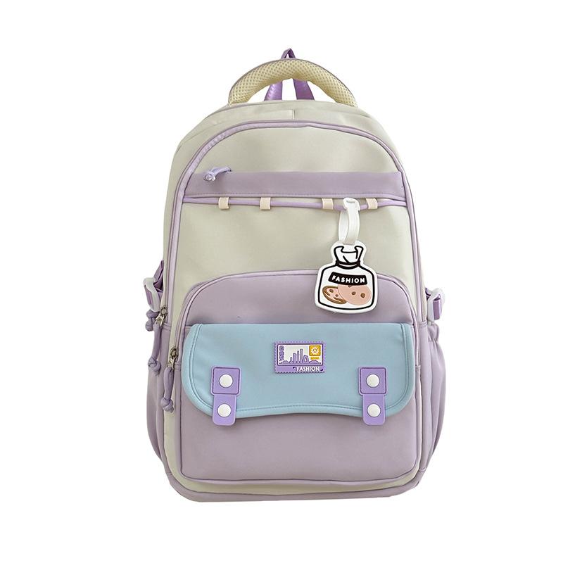 School Season Junior High School Student Schoolbag Female High School Student Large Capacity Backpack Student Casual Contrasting Color Backpack