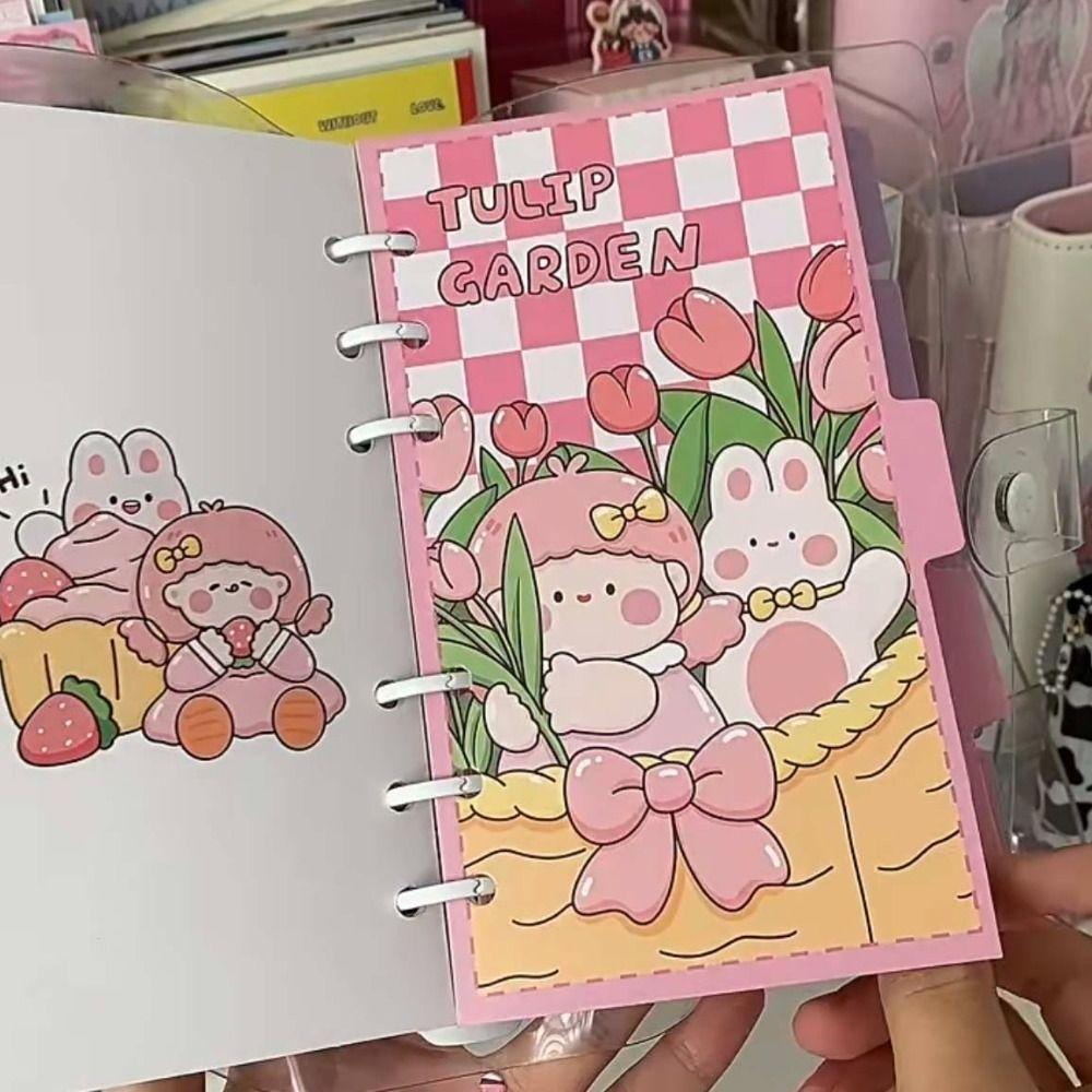 

5pcs Rabit Inner Refill Spiral Binder Paper Bear Notebook Index Divider Paper Files Reports Binder рожевий