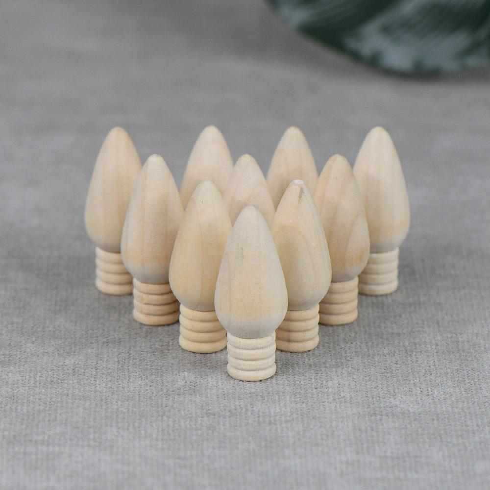 Wooden Christmas Light Bulb Wooden Home Diy  Small Mushroom Bell Pendant  Christmas Tree