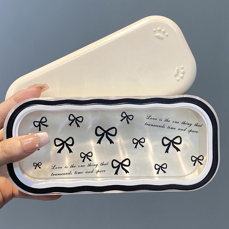 Transparent Bow Glasses Case Cute Travel Portable Storage Box For Women Sunglasses Eyeglasses Glasses Box