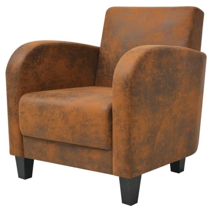 Fauteuil Vintage - VIDAXL - Marron Simili - 1 Place - Avec Accoudoirs