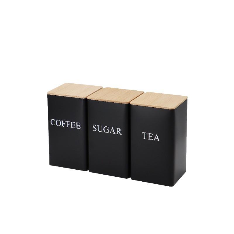 In-Stock Minimalist Metal Tea Caddy with Bamboo Lid for Snacks, Coffee, and Candy Storage