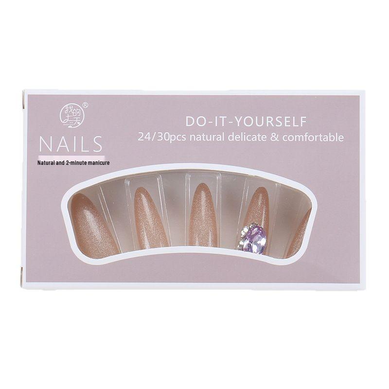 High-End Cat Eye Rhinestone Nail Art: Summer Spicy Girl Fake Nail Tips