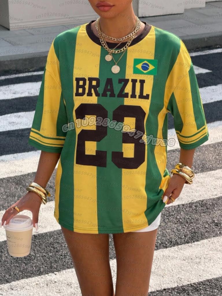26 Women Sports stripe BRASIL No.10 Print Short Sleeve v-Neck Women's Children Mens Tops Men Wome Plus-Size soccer fans T-Shirt