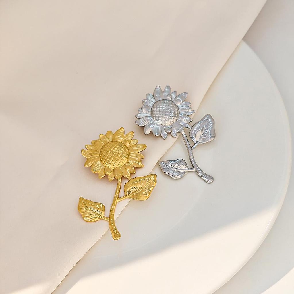 Kreatywna broszka Anioł Słonecznik i Plisowany Orzeł - Pin ze stali nierdzewnej