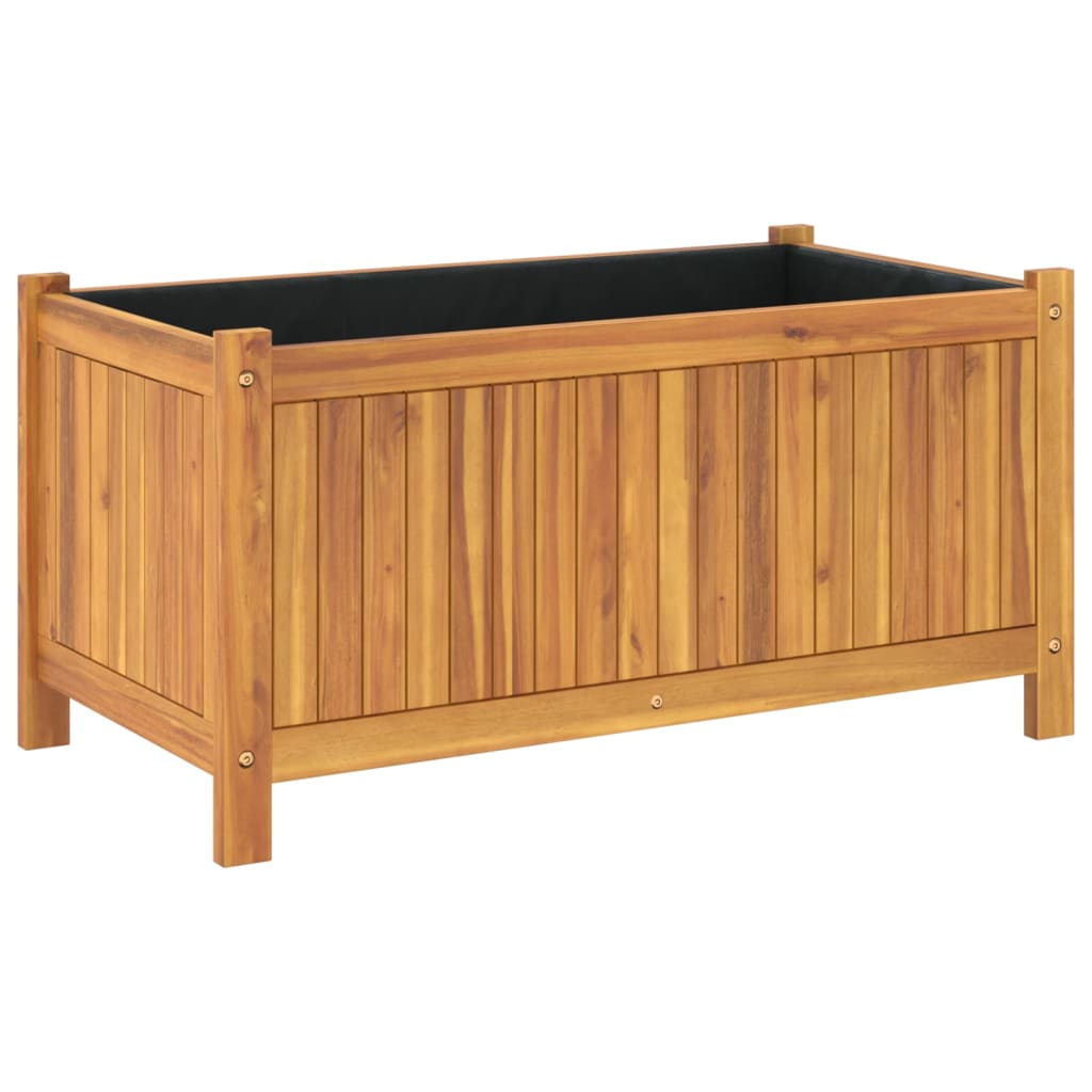 Plant Pot with Liner 80 x 42 x 40 cm Solid Acacia Wood