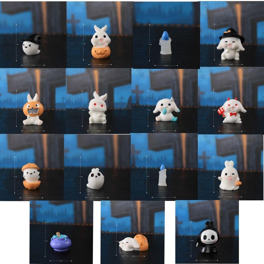 Rabbit Halloween Decorations Figurine Cartoon Rabbit Ghost Micro Ornaments  Halloween Decorations