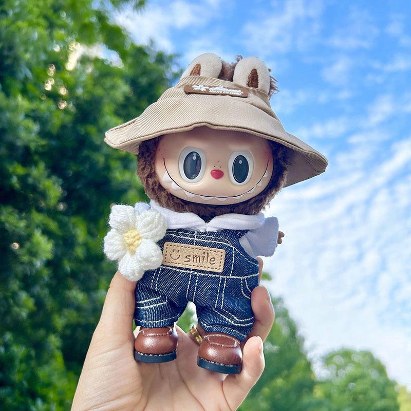 17cm Labubu Doll Clothes: Ice Cream Overalls - Cute Pendant Blind Box